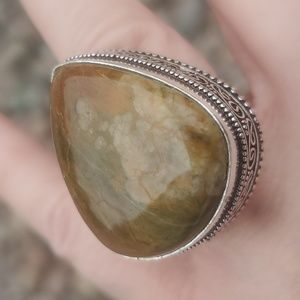 New Ocean Jasper 925 Silver Ring.